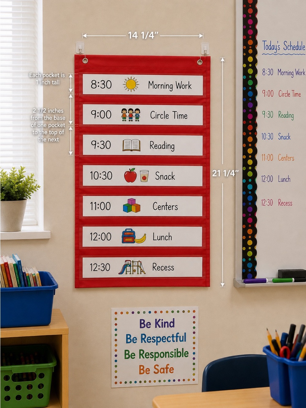 Teaching Tree Pocket Chart Scheduler Classroom Organizer Hanging Red Chart